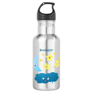 Botella De Agua Estrellas de canto, personalizado de luna y nube