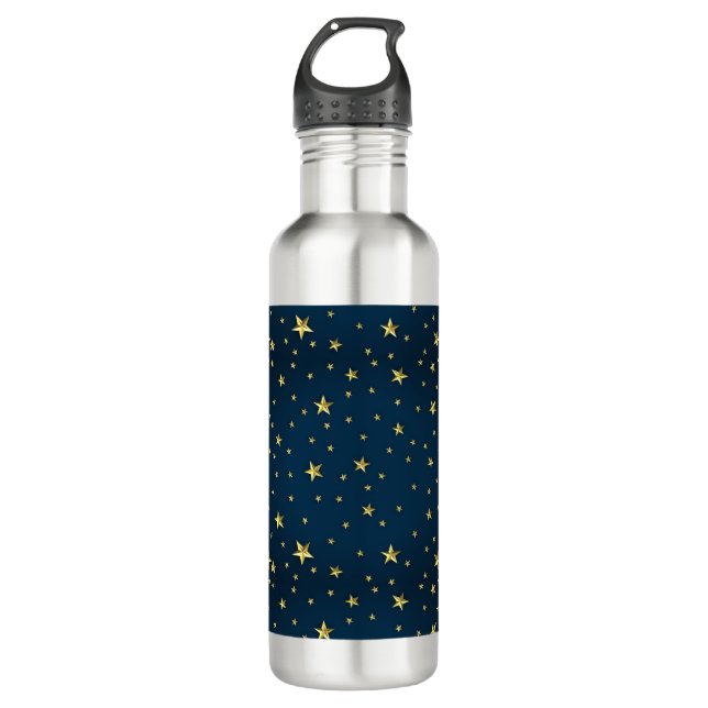 Botella De Agua Estrellas de oro del cielo azul (Anverso)
