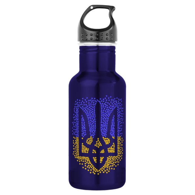 Botella De Agua Estrellas de tridente de heraldry de Ucrania (Anverso)