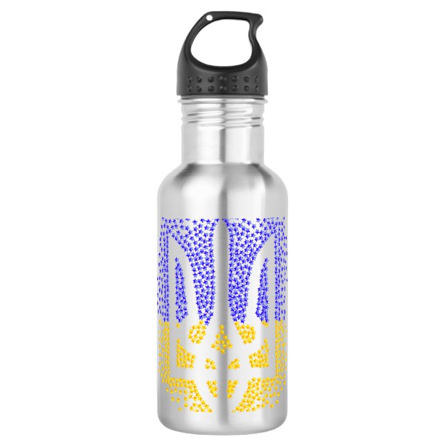 Botella De Agua Estrellas de tridente de heraldry de Ucrania (Anverso)