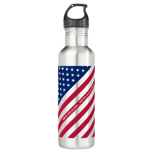 Botella De Agua Estrellas patrióticas de Estados Unidos estriba az (Anverso)