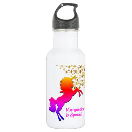 Botella De Agua Estrellas rosadas UNICORN personalizadas