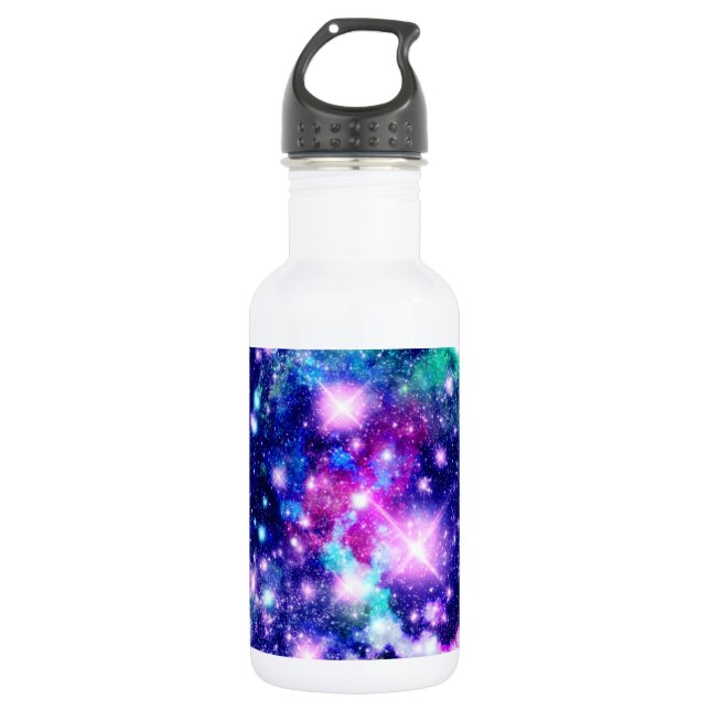 Botella De Agua Estrellas rosadas y púrpuras de la galaxia (Anverso)