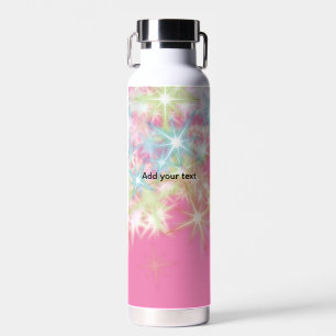 Botella De Agua Estrellas simples de brillo rosa rojo agregue su t