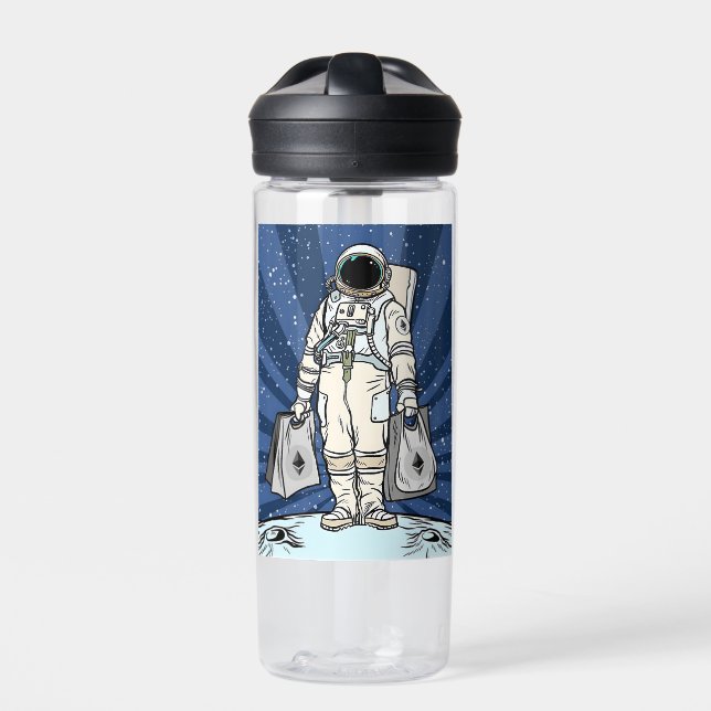 Botella De Agua Etéreo A La Luna El Hombre Espacial ETH Merch (Delante)