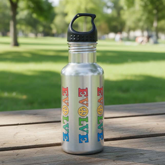 Botella De Agua Evolve Peace Sign (Evolve peace sign watter bottle.)