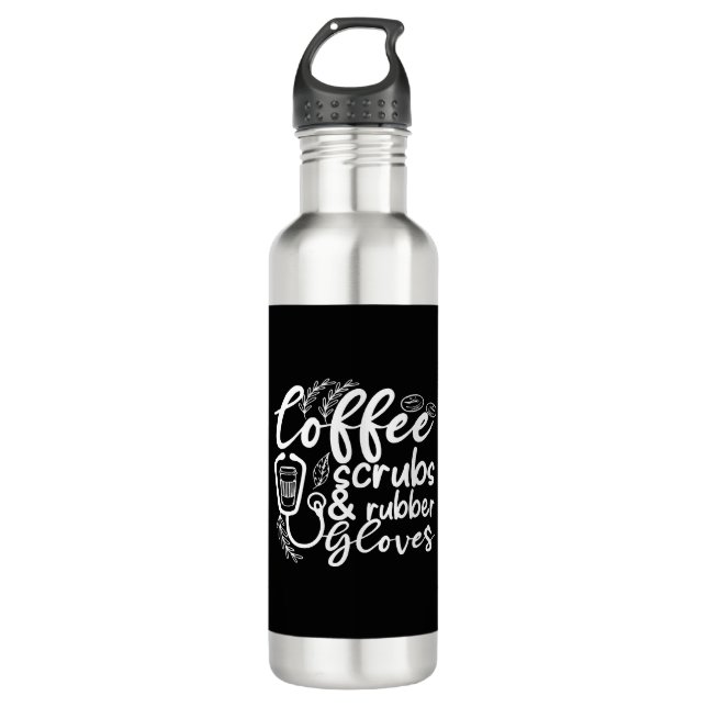 Botella De Agua exfoliaciones de café y guantes de goma divertida  (Anverso)