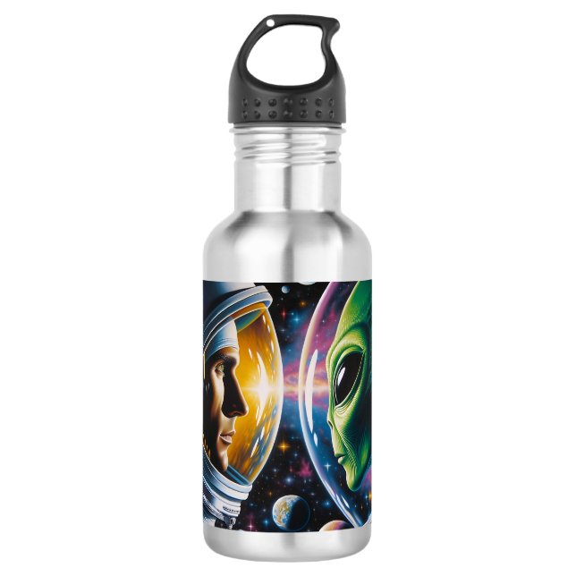 Botella De Agua Extranjero y astronauta en el espacio (Anverso)