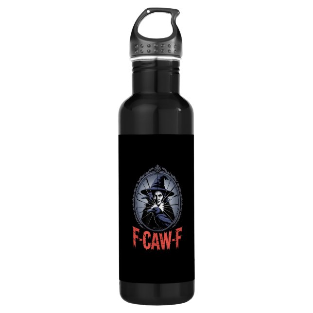 Botella De Agua F-Caw-F Crow Funny Gothic Moon Bird Halloween Crea (Anverso)