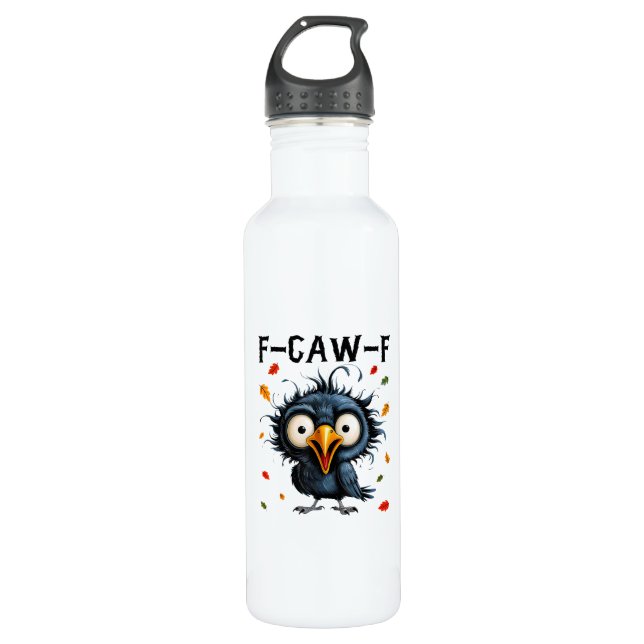 Botella De Agua F-Caw-F Crow Pun Funny Bird Cawing Grunge Hallowee (Anverso)