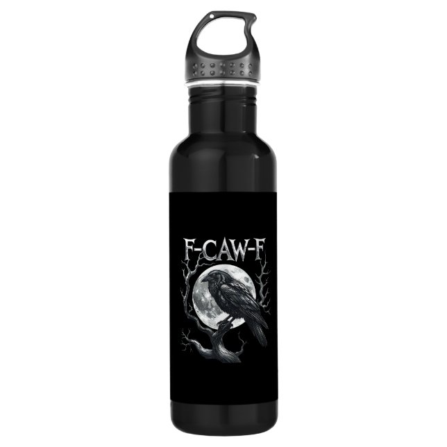 Botella De Agua F-Caw-F Raven Moon Gothic Halloween Crow Bird Love (Anverso)