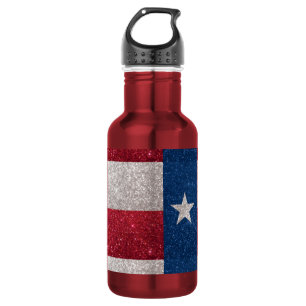Botella De Agua Falsa bandera de Tejas del purpurina