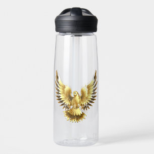 Botella De Agua Falsa paloma de paz del Relieve metalizado dorado
