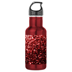 Botella De Agua Falso brillo rojo oscuro glamour destellos