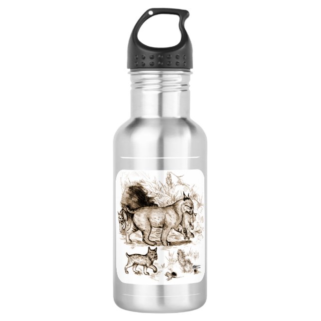 Botella De Agua Familia de Linces Rojos (Anverso)