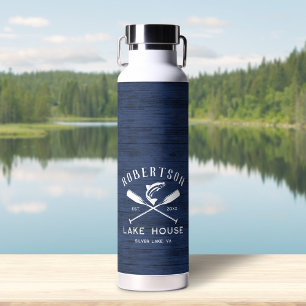 Botella De Agua Familia Rusa Nombre Lago Casa Marina Madera Azul