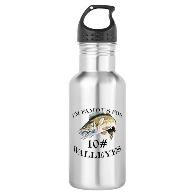 Botella De Agua Famoso Para 10 LB Walleyes Personalizado (Anverso)