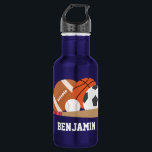 Botella De Agua Fanático deportivo personalizado<br><div class="desc">Diseño personalizado para deportistas y aficionados al deporte.</div>