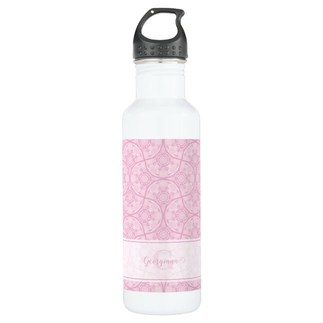 Botella De Agua Fanáticos Monogramados De Arte Deco Preppy En Mand (Anverso)