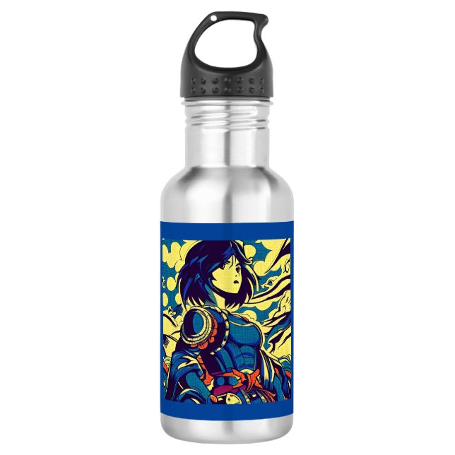 Botella De Agua Fantasía Anime Hero 3 - Woodcut japonesa (Anverso)