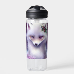 Botella De Agua Fantasía Bebé Blanco Fox con los ojos de Lavender