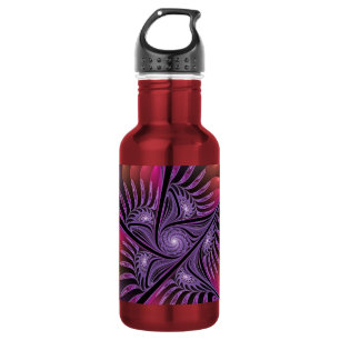 Botella De Agua Fantasía colorida Resumen Trippy Purple Fractal