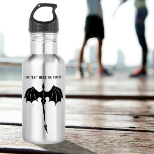 Botella De Agua Fantasía del Dragón del Vuelo Tribal Negro