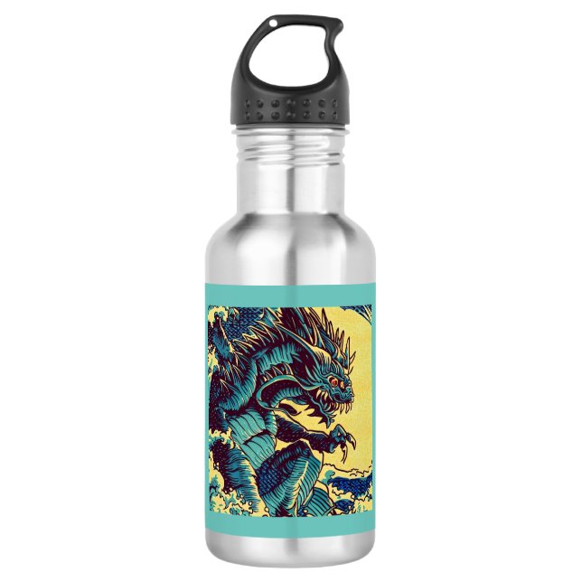 Botella De Agua Fantasía Kaiju Anime - Woodcut 1 (Anverso)