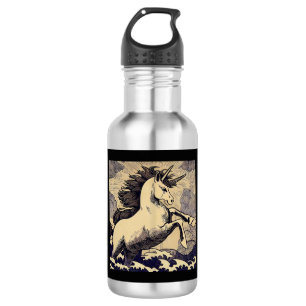Botella De Agua Fantasía Unicornio - Woodcut 1
