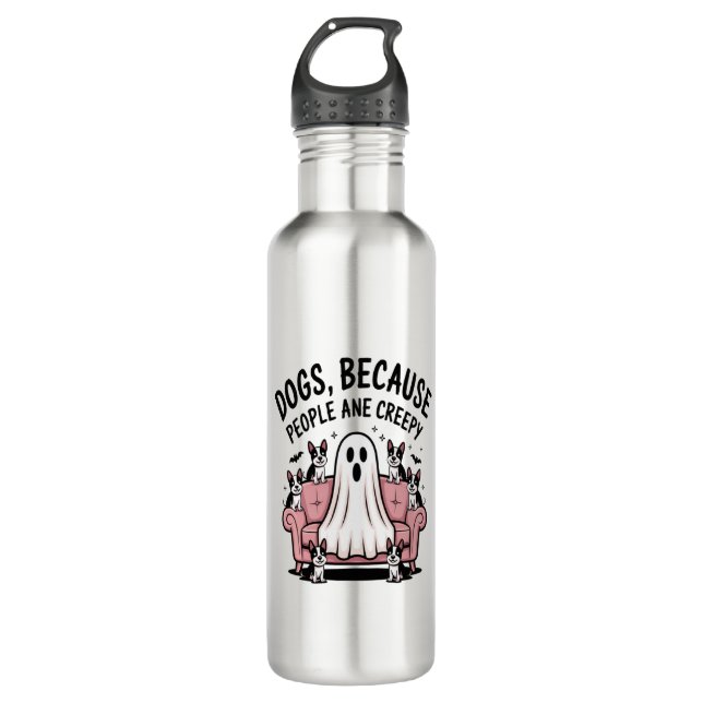 Botella De Agua Fantasma de fantasía de perro de Halloween (Anverso)