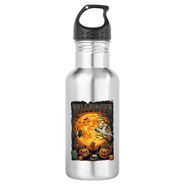 Botella De Agua Fantasma de Halloween Luna Llena Linternas de Jack (Anverso)