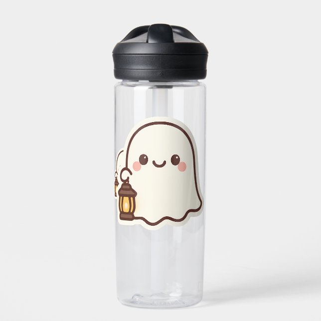 Botella De Agua Fantasma Kawaii con linterna - Diseño de espíritu  (Delante)