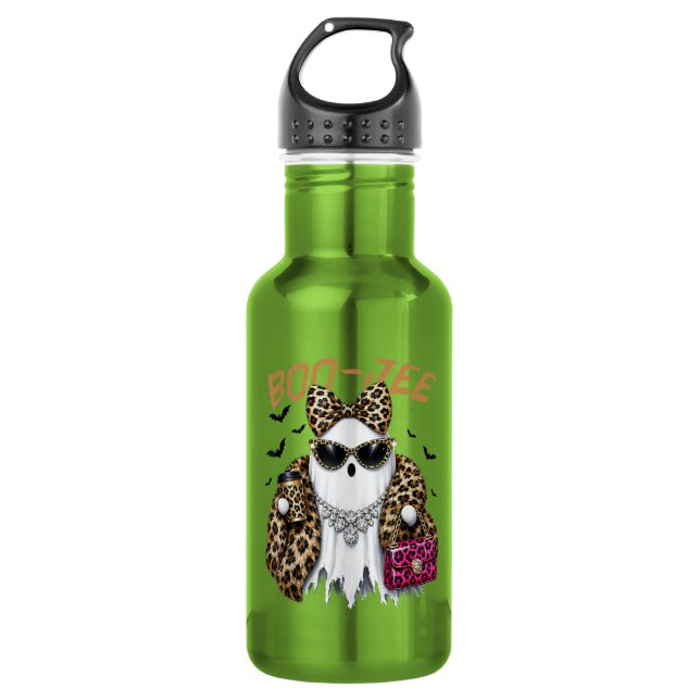 Botella De Agua Fantasma Leopardo Coquette Boo-JEE Halloween (Anverso)