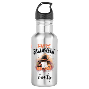 Botella de agua Fantasma y Calabazas de Halloween