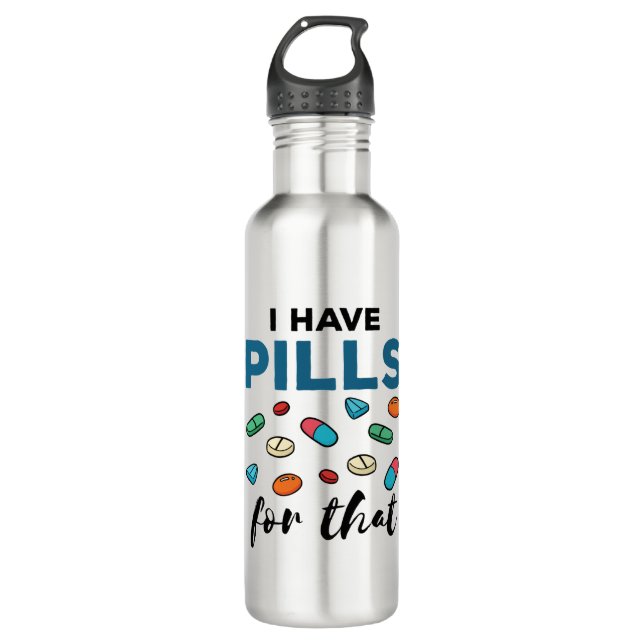 Botella De Agua Farmacéutica Farmacéutica: tengo píldoras para eso (Anverso)