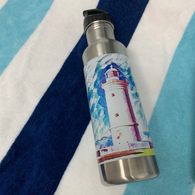 Botella De Agua Faro con tema de playa (Subido por el creador)