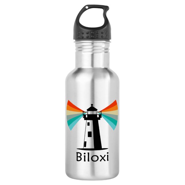 Botella De Agua Faro de Biloxi Mississippi Arcoíris (Anverso)