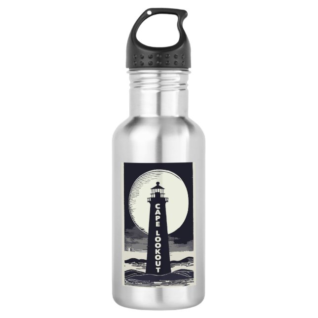 Botella De Agua Faro de Cape Lookout Luna de Carolina del Norte (Anverso)