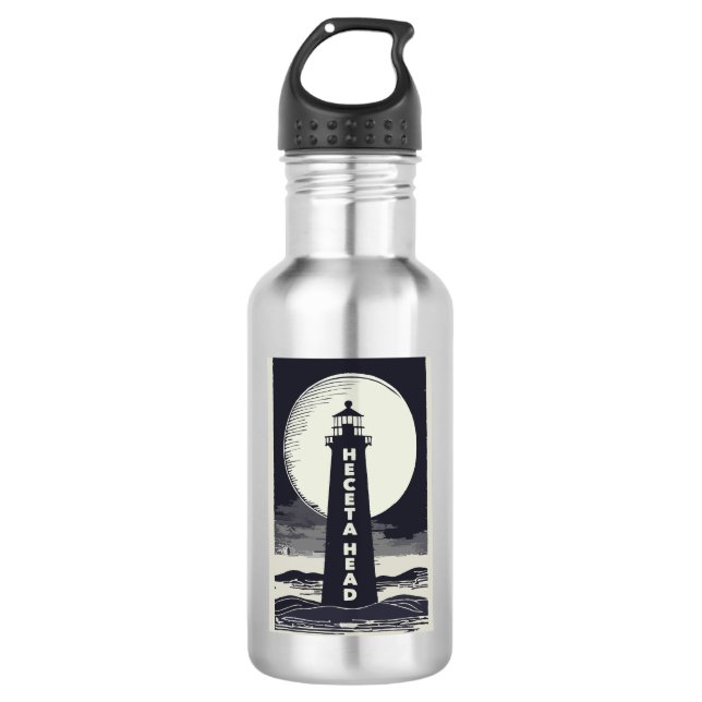 Botella De Agua Faro Heceta Head Oregon Moon (Anverso)