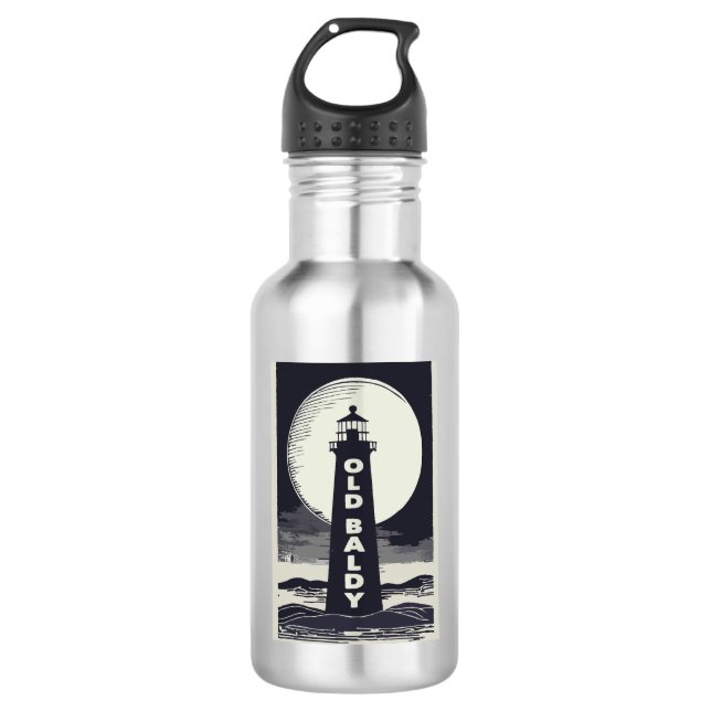 Botella De Agua Faro Old Baldy North Carolina Luna (Anverso)