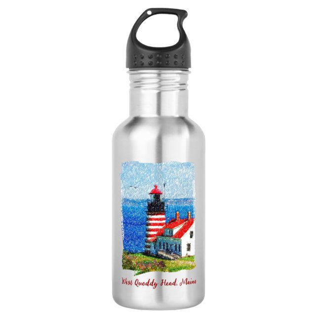 Botella De Agua Faro West Quoddy Head Maine (Anverso)