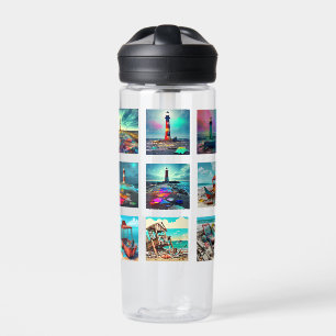 Botella De Agua Faros y barcos de playa abandonados