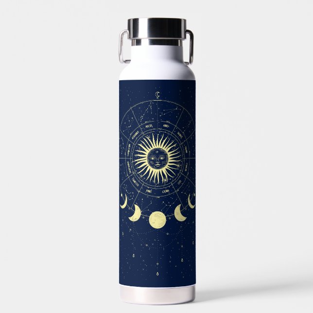 Botella De Agua Fases celestes de la luna solar Zodiac (Delantero)