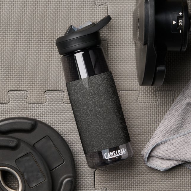 Botella De Agua Faux Black Leather (Gimnasio)