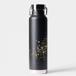 Botella De Agua Faux Gold Confetti en negro