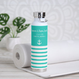 Botella De Agua Favor de la boda de destino personalizado Aqua Whi