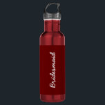 Botella De Agua Favor de regalo de novia de dama de honor de Boda<br><div class="desc">¡Un regalo perfecto para las damas de honor! Siéntase libre de cambiar el color de fondo y puede tener el personalizar de cambiar el texto para adaptarlo a un destinatario diferente para un evento diferente si lo desea!</div>