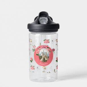 Botella De Agua Fe Hadas Castillo de Honor Floral Rosa Monograma