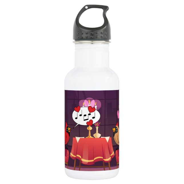 Botella De Agua Fecha de cena de las aves cardinales del norte (Anverso)