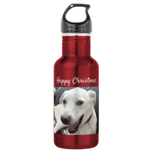 Botella De Agua Felices Navidades Funny Sonriendo Perro Festividad
